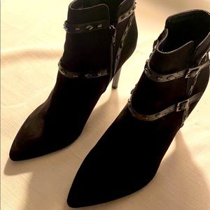 Black studded heel booties
